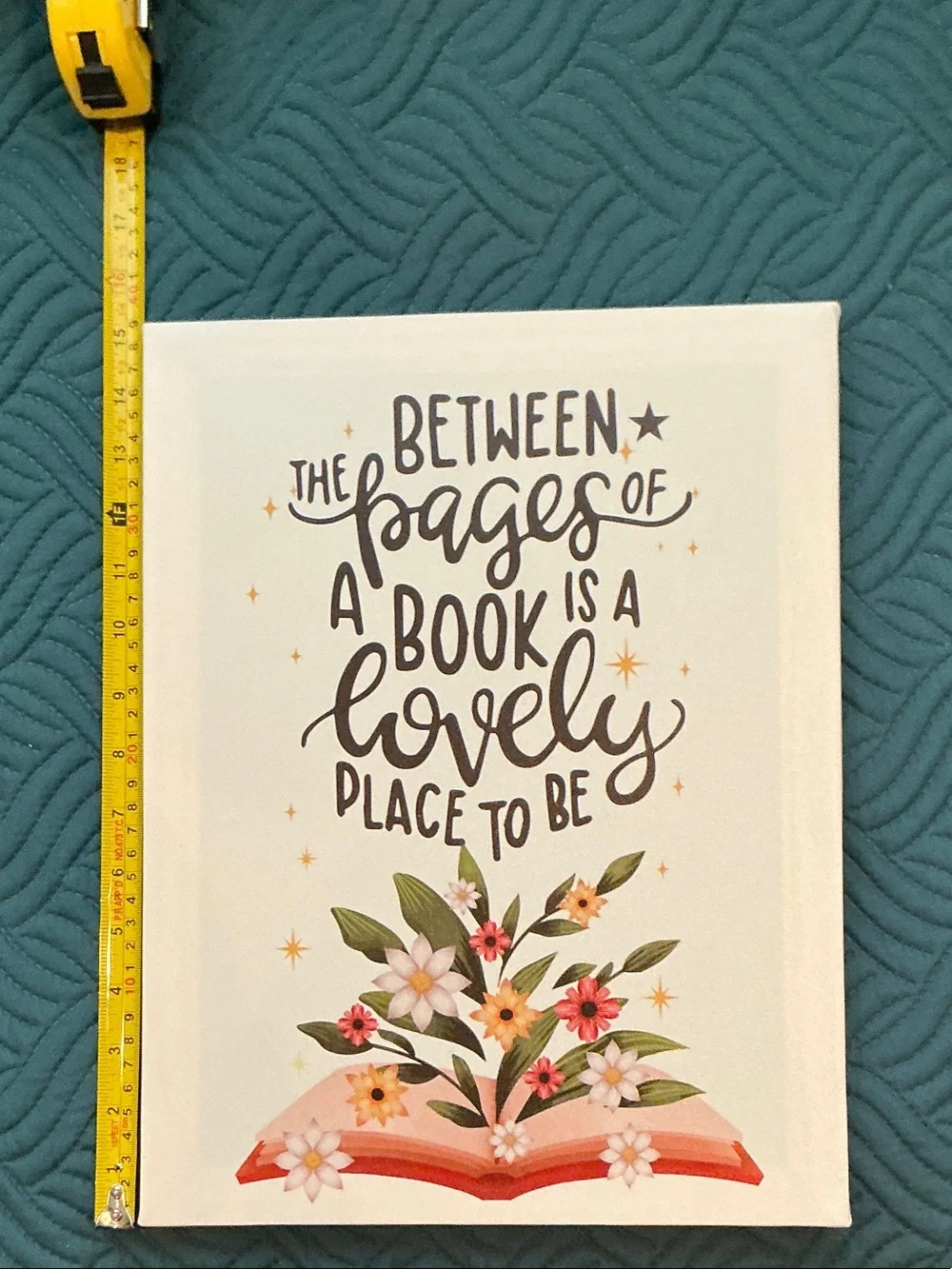 Canvas Wall Art - 'Between the Pages' Floral Book Quote in White